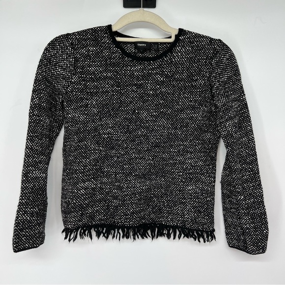 Theory Vendla Tweed Fringed Sweater - Picture 2 of 6